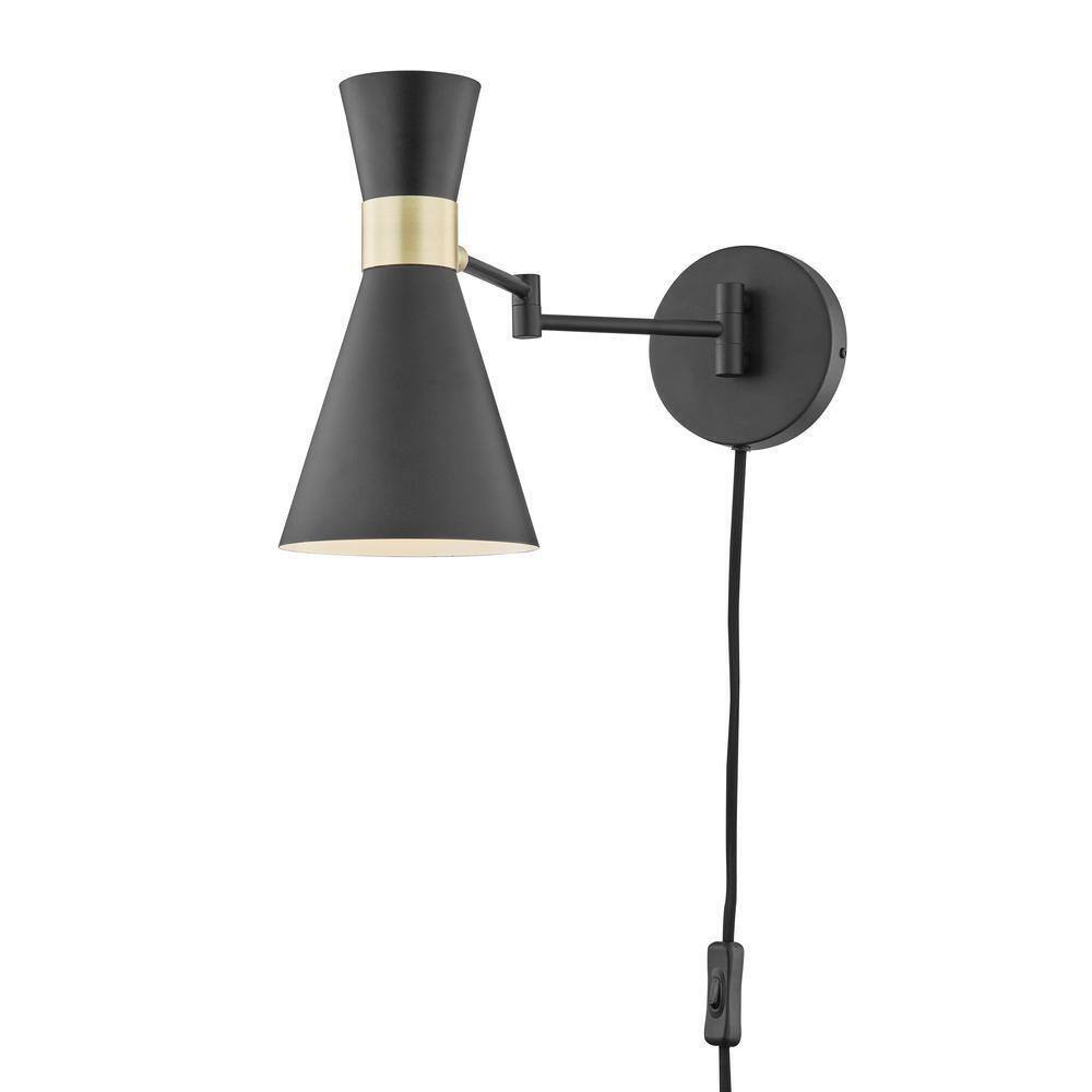 Light Society Beaker Plug-In Black Wall Sconce