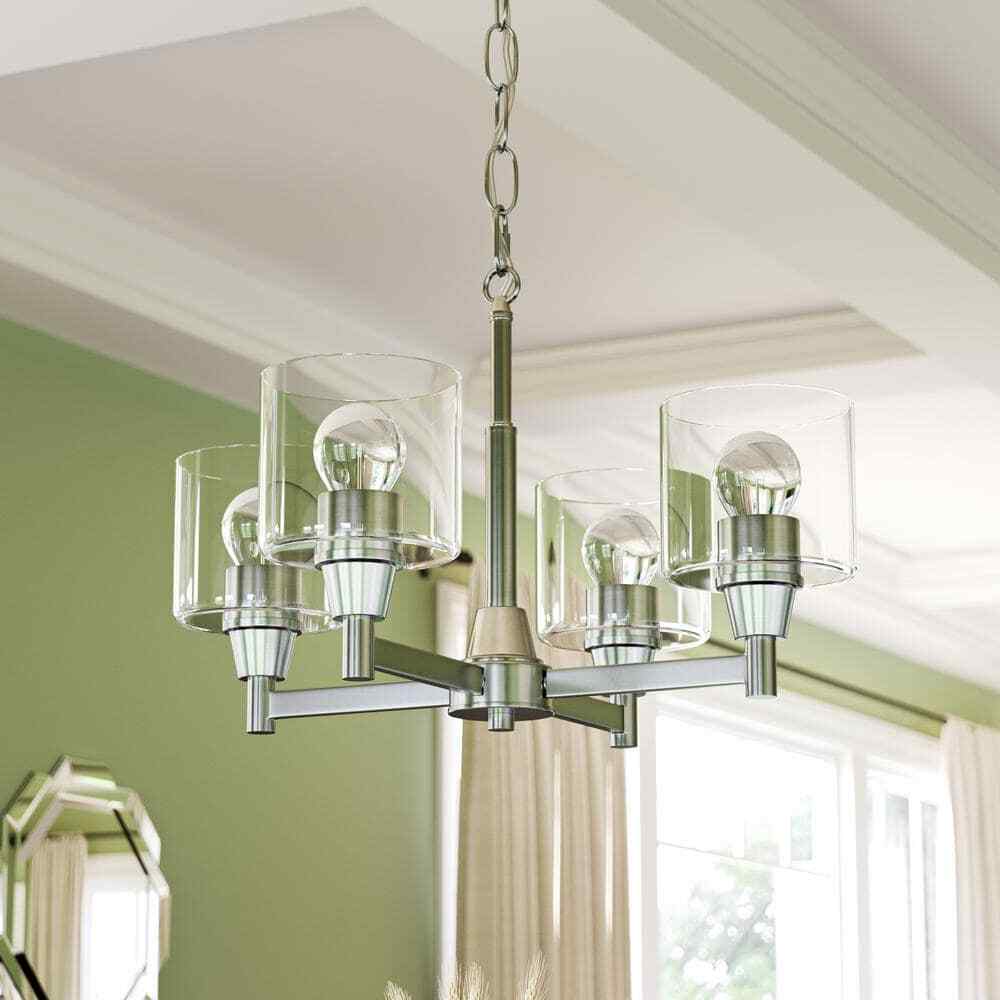 Hampton Bay Oron 4-Light Brushed Nickel Reversible Chandelier