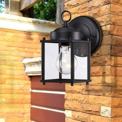 Hukoro 2-Pack 1-Light Outdoor Wall Light with Matte Black and Clear Glass Shade