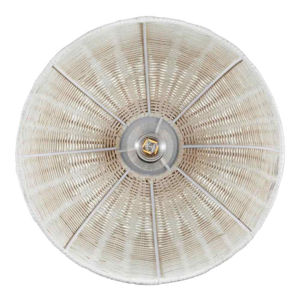 Hampton Bay Highler 13 in. Silver Flush Mount with White Rattan Shade HD5887E5