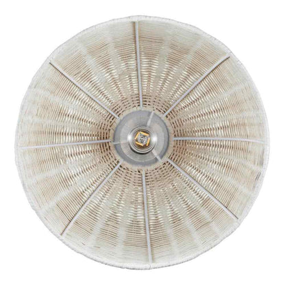 Hampton Bay Highler 13 in. Silver Flush Mount with White Rattan Shade HD5887E5