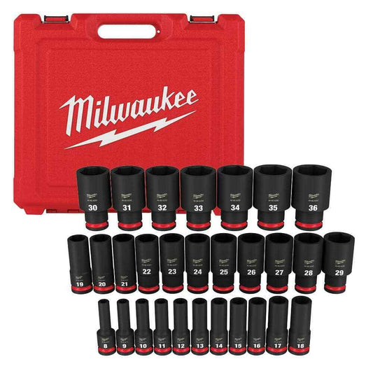 Milwaukee SHOCKWAVE 1/2 in. Drive Metric 6 Point Impact Socket Set 29-Piece