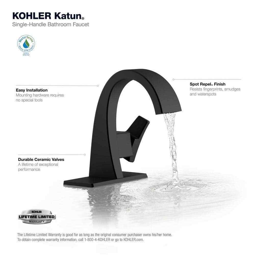 KOHLER Katun Single Hole or 4 in. Centerset Single-Handle Bathroom Faucet