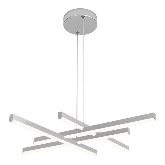 Artika Grid 30-Watt 1 Light Chrome Modern 3 CCT Integrated LED Pendant Fixture