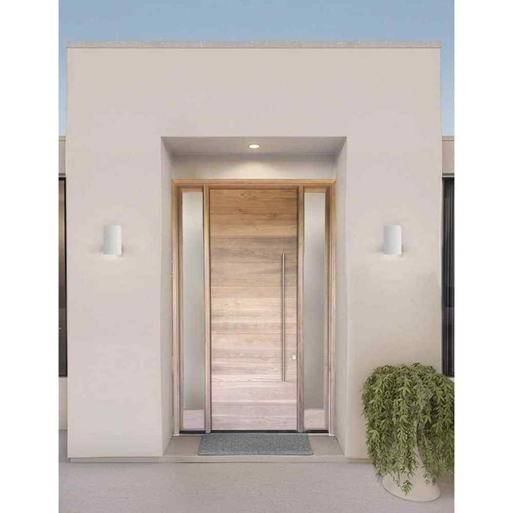 Progress Lighting Cylinder 5 in. White Modern Outdoor Wall Lantern Light
