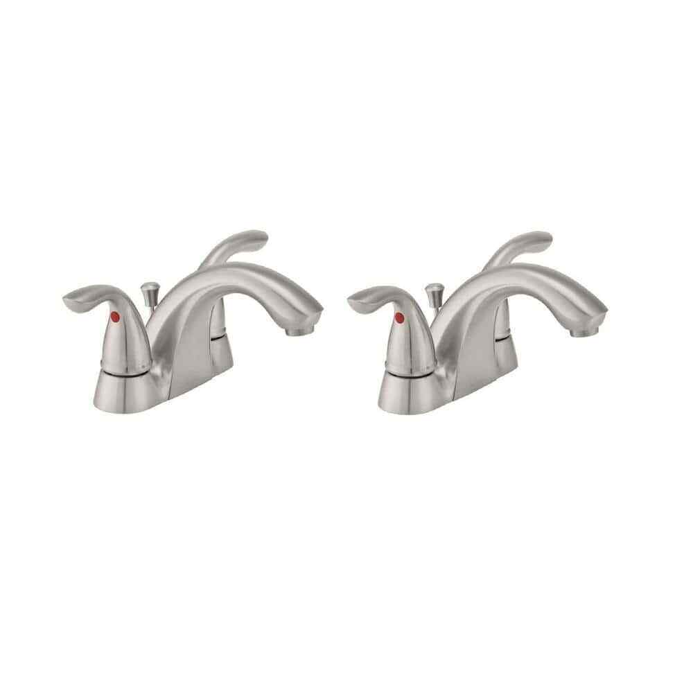 Glacier Bay Builders 4 in. Centerset Bathroom Faucet in Brushed Nickel 2-Pack