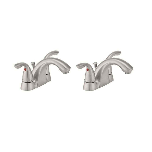 Glacier Bay Builders 4 in. Centerset Bathroom Faucet in Brushed Nickel 2-Pack