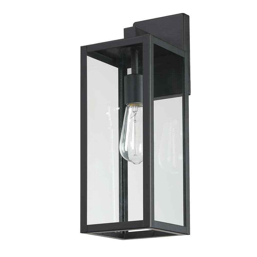 Hukoro Martin 17.25 in. Matte Black Finish Outdoor Wall Lantern Sconce 2-Pack