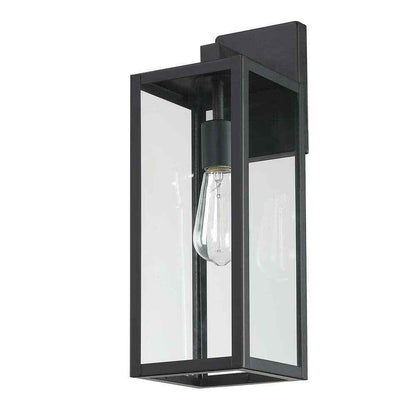 Hukoro Martin 17.25 in. Matte Black Finish Outdoor Wall Lantern Sconce 2-Pack