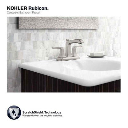 KOHLER Rubicon 4 " Centerset 2-Handle Bathroom Faucet in Vibrant Brushed Nickel