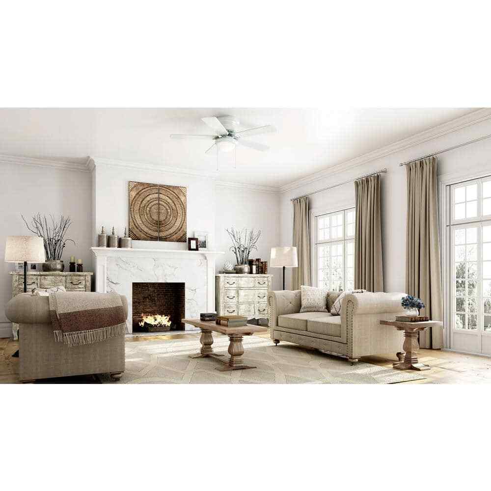 Hugger 52 in. LED Indoor White Ceiling Fan with Light Kit AL383LED-WH