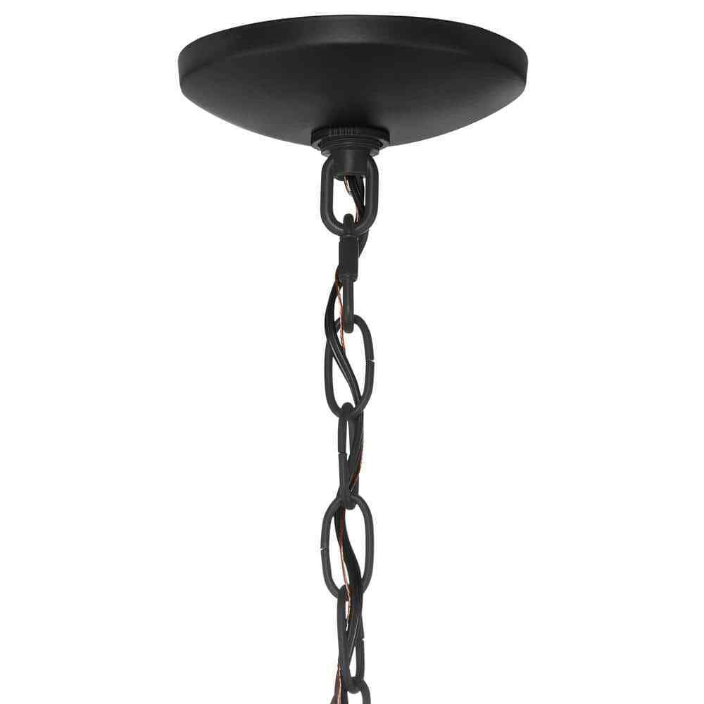 Home Decorators Collection Sarolta Sands 1-Light Black Orb Cage Pendant Light