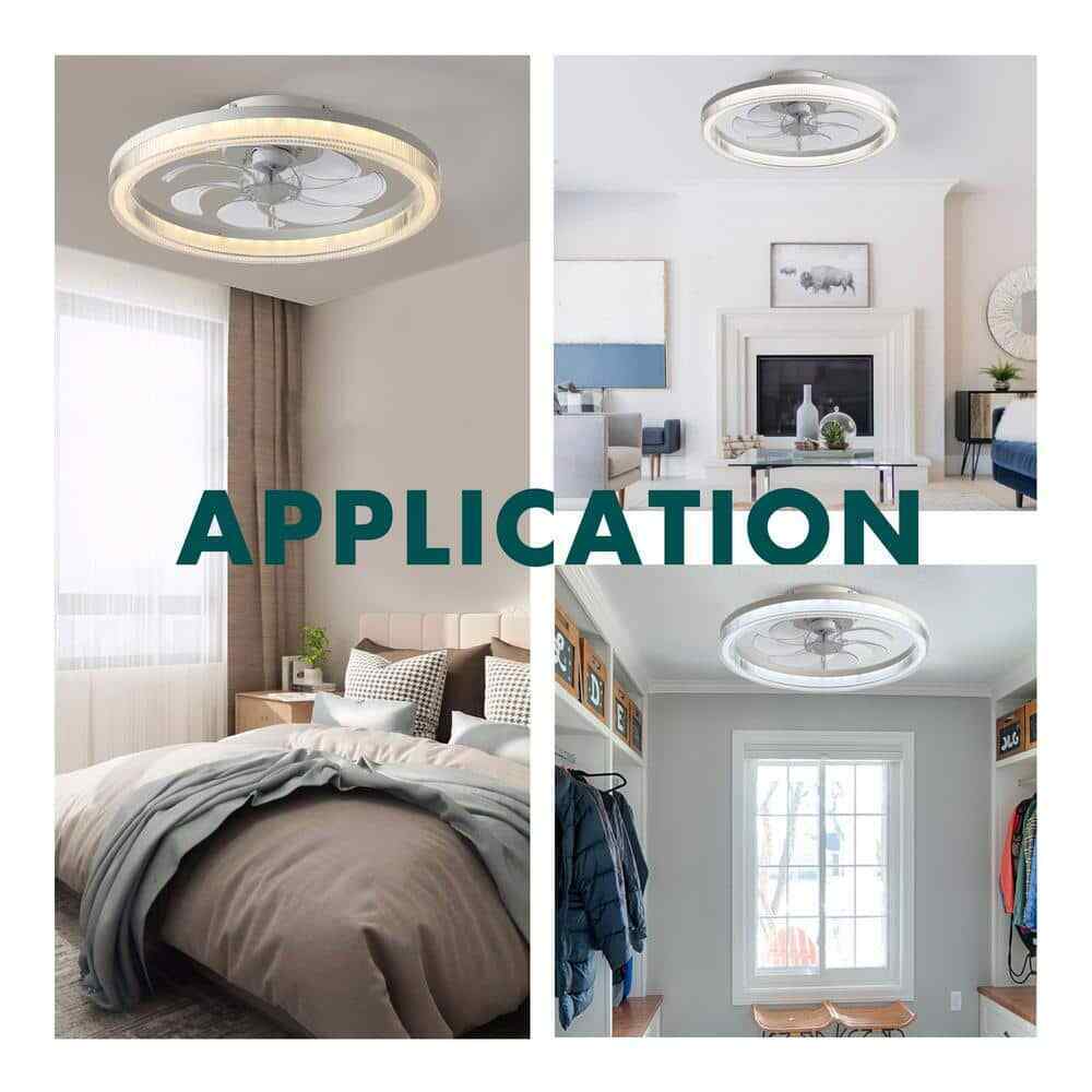 FANNEHONNE 20 in. LED Indoor White Flush Mount Ceiling Fan w/ Light and Remote