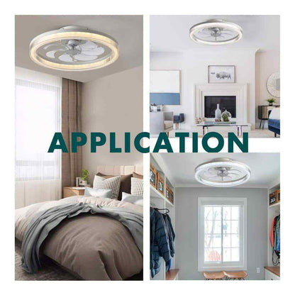 FANNEHONNE 20 in. LED Indoor White Flush Mount Ceiling Fan w/ Light and Remote