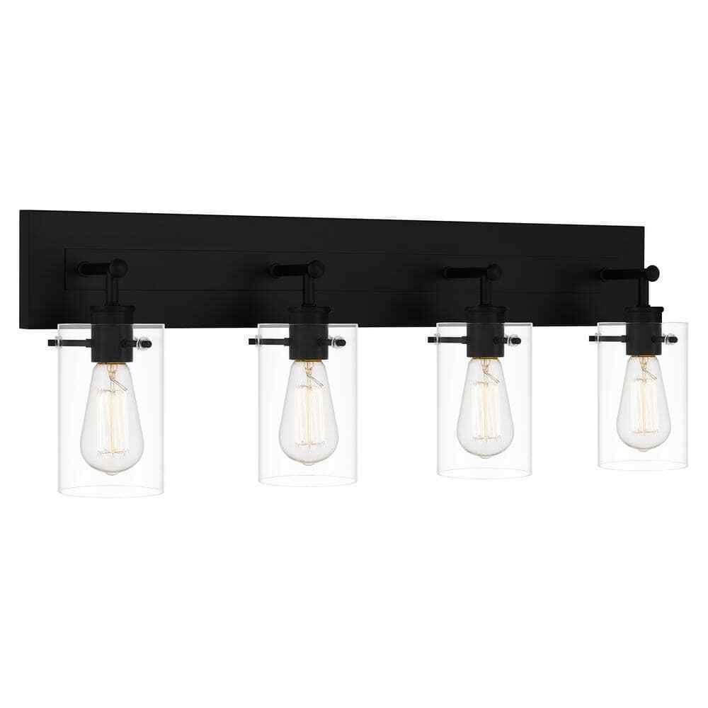Hampton Bay Regan 29.25 in. 4-Light Matte Black Bathroom Vanity Light