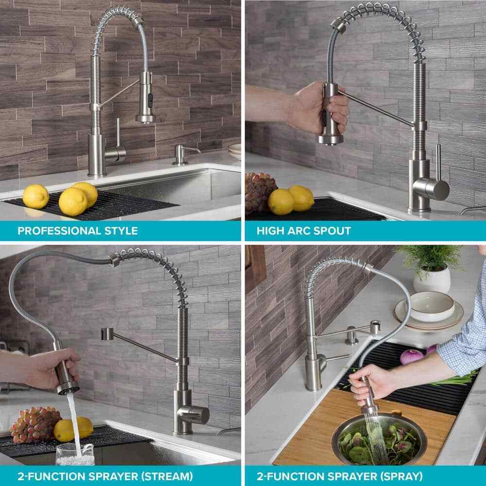 KRAUS Single Handle 18-Inch Pull Down Kitchen Faucet w/ Dual Function Spray Head