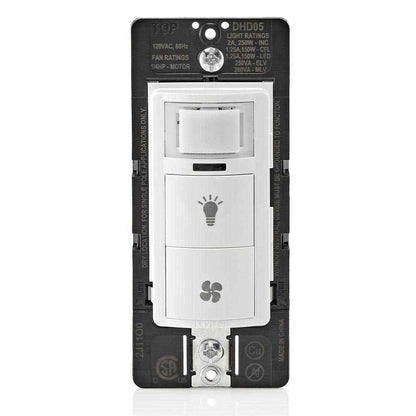 Leviton Decora In-Wall Combination Humidity Sensor Fan Control w/Light Switch