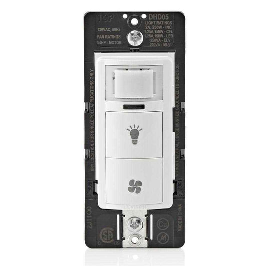Leviton Decora In-Wall Combination Humidity Sensor Fan Control w/Light Switch