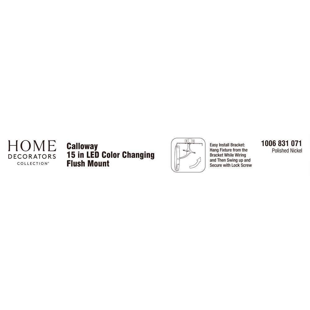 Home Decorators Calloway 15 in. Polished Nickel Integrated LED 5CCT Flush Mount