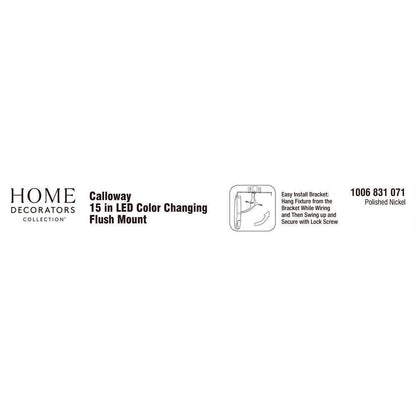 Home Decorators Calloway 15 in. Polished Nickel Integrated LED 5CCT Flush Mount