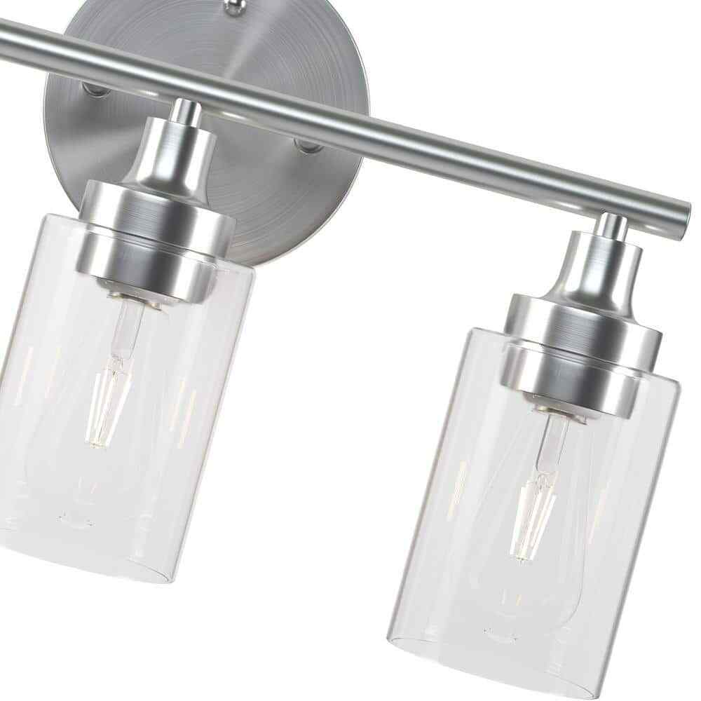 Merra 17 in. 3-Light Modern Brushed Nickel Vanity-Light with Clear Glass Shade