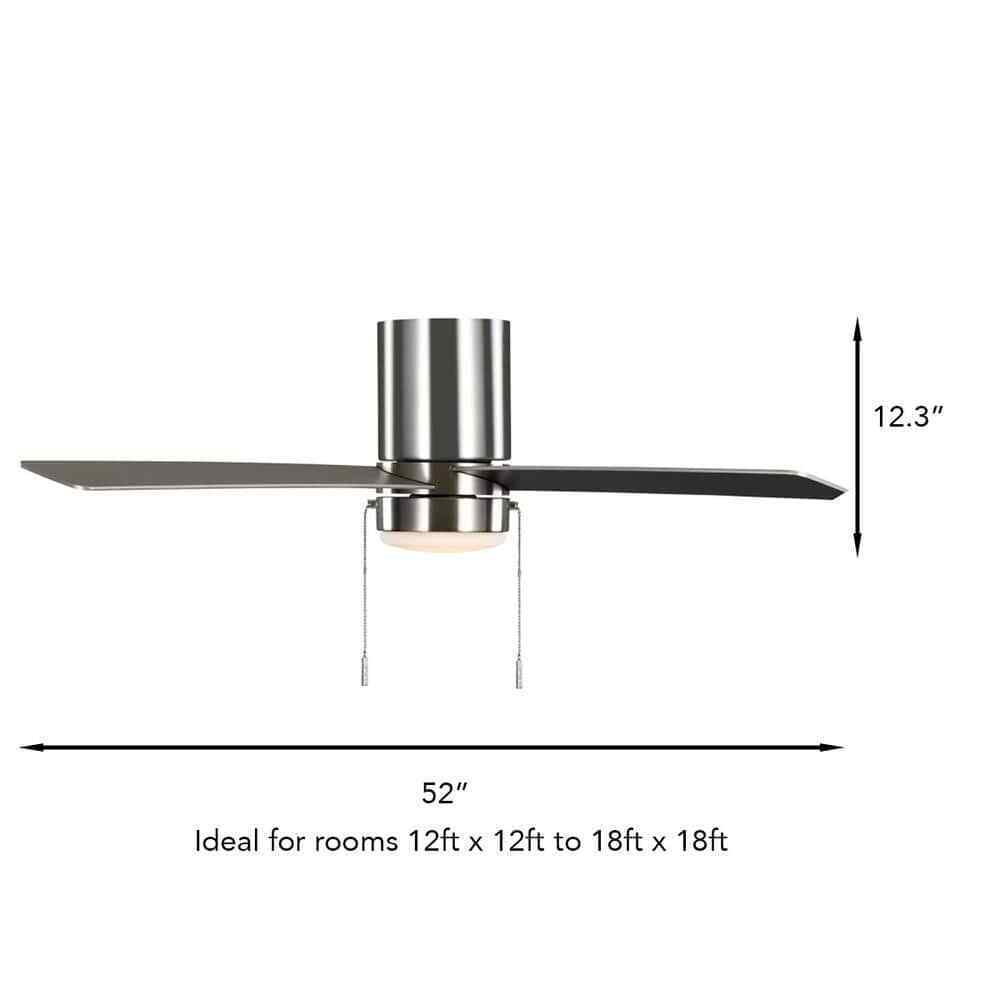 Hampton Bay Scenic 52 in. LED Indoor Brushed Nickel Hugger Ceiling Fan