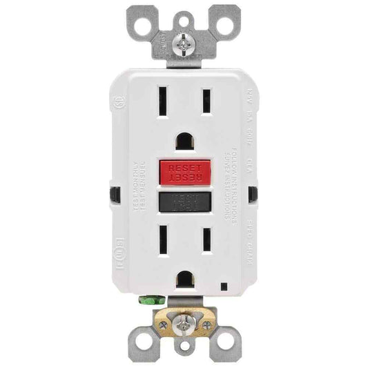 Leviton 15 Amp 125-Volt Self-Test Tamper Resistant GFCI Outlet White