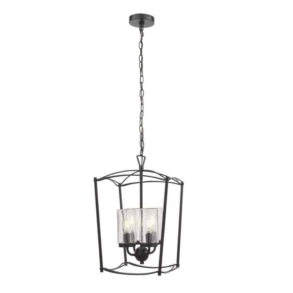 Home Decorators Tercero 4-Light Matte Black Outdoor Foyer Pendant Light