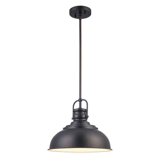 Home Decorators Collection Shelston 13 in. Black Farmhouse Pendant Light Fixture
