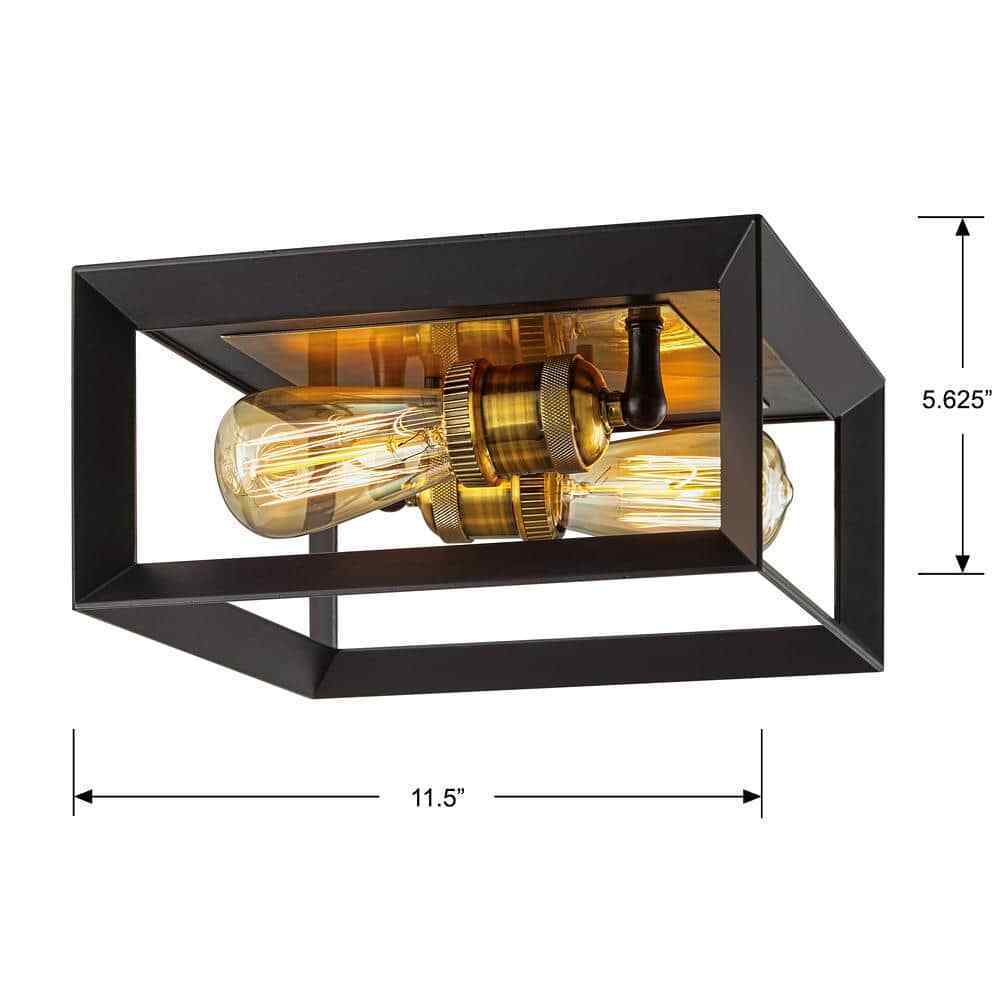 Home Decorators Walden Forge 2-Light Black Frame Flush Mount Ceiling Light