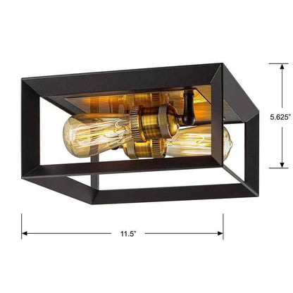 Home Decorators Walden Forge 2-Light Black Frame Flush Mount Ceiling Light