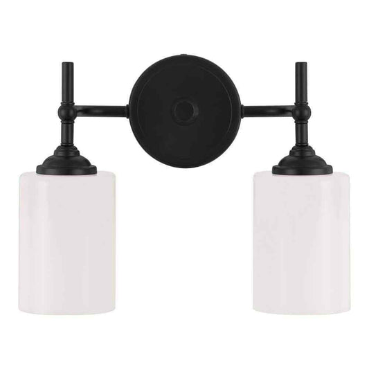 Home Decorators Collection Ayelen 13.5 in. 2-Light Matte Black Vanity Light