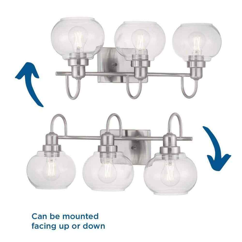 Home Decorators Halyn 23 in. 3-Light Brushed Nickel Bathroom Vanity Light