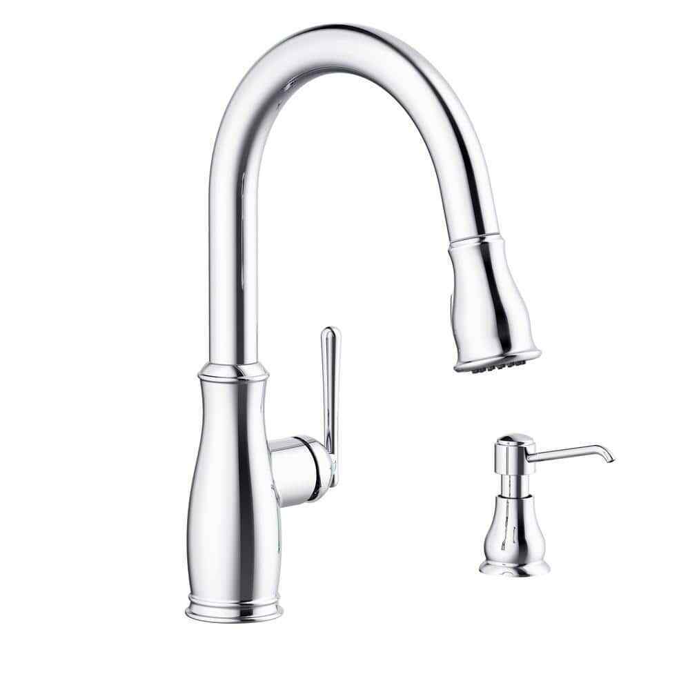 Glacier Bay Kagan Pull Down Sprayer Kitchen Faucet w/ Soap Dispenser in Chrome