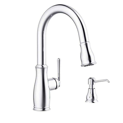 Glacier Bay Kagan Pull Down Sprayer Kitchen Faucet w/ Soap Dispenser in Chrome