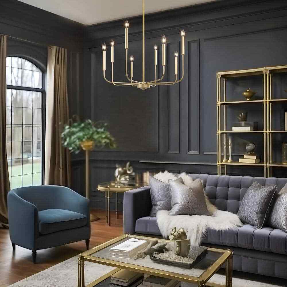 LNC Modern Gold Island Chandelier Transitional 8-Light Pale Brass Pendant Light