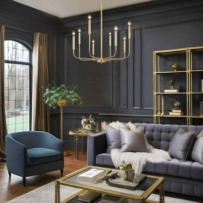LNC Modern Gold Island Chandelier Transitional 8-Light Pale Brass Pendant Light