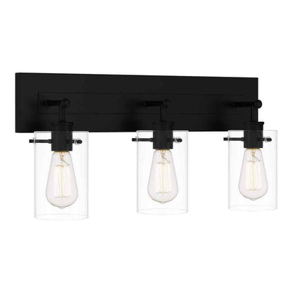 Hampton Bay Regan 21 in. 3-Light Matte Black Bathroom Vanity Light