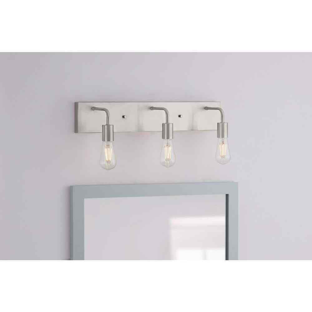 Hampton Bay Northvale 24 in. 3-Light Brushed Nickel Bathroom Vanity Light