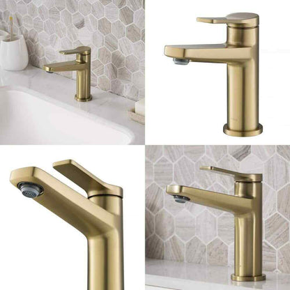 KRAUS Indy Single Hole Single-Handle Basin Bathroom Faucet in Brushed Gold