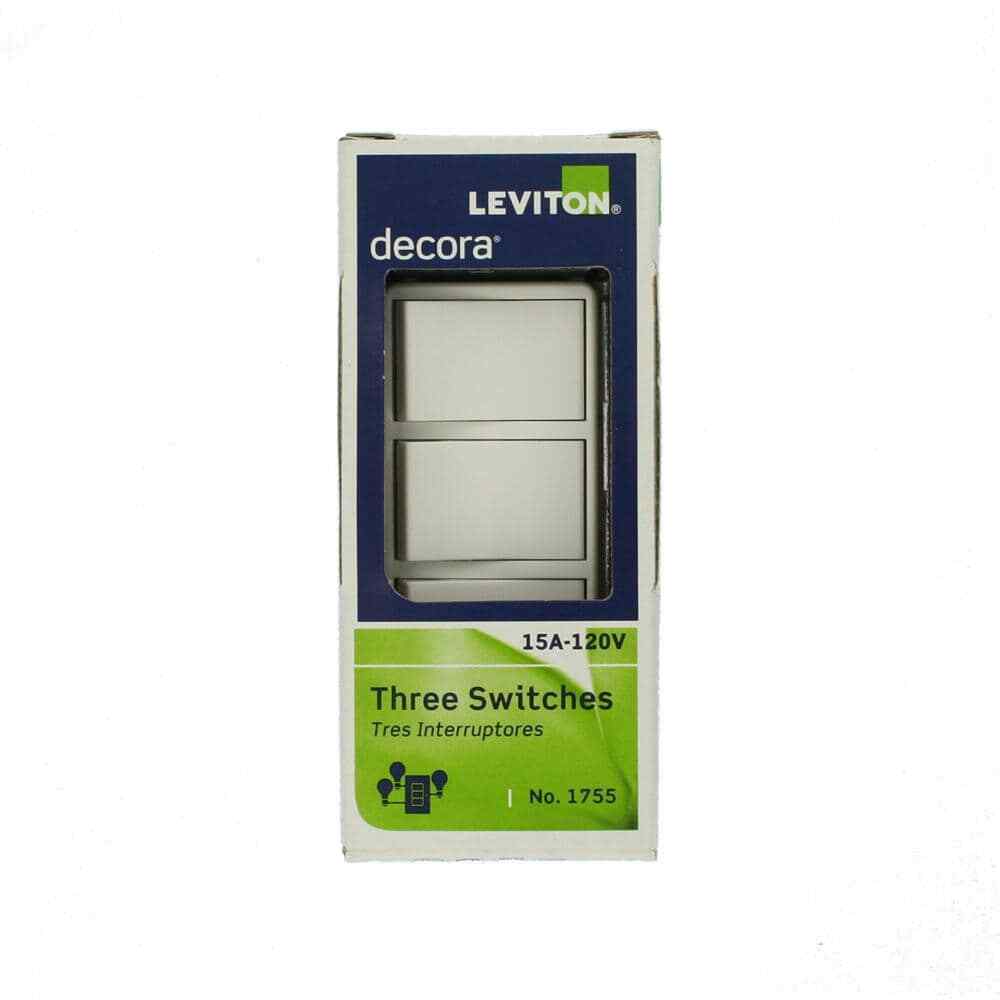Leviton Decora 15 Amp 3-Rocker Combination Switch White R62-01755-0WS