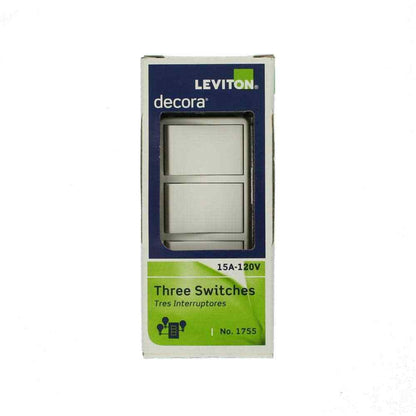 Leviton Decora 15 Amp 3-Rocker Combination Switch White R62-01755-0WS