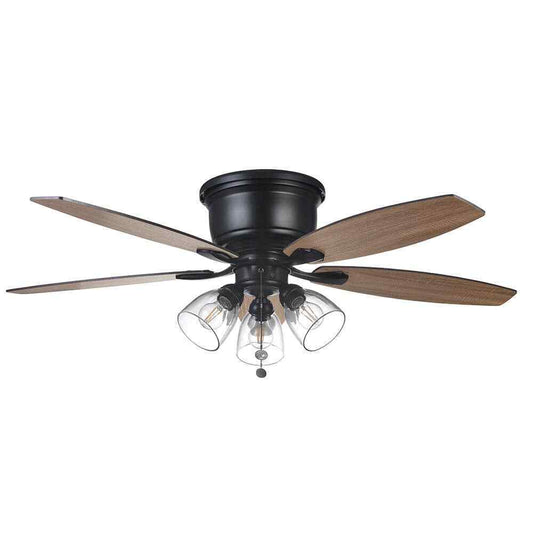 Hampton Bay Stoneridge 52 in. Matte Black Hugger LED Ceiling Fan with Light Kit