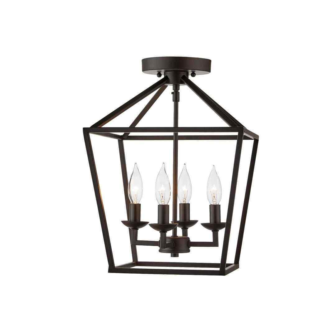 Home Decorators Weyburn 16.5 in Bronze Farmhouse Ceiling Light Caged Metal Shade