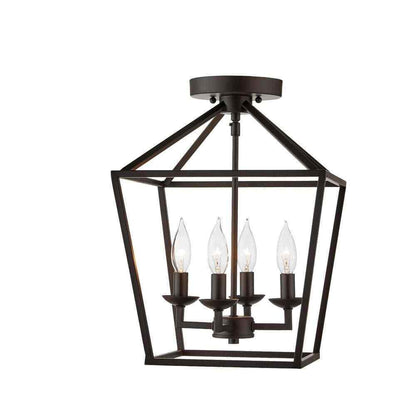 Home Decorators Weyburn 16.5 in Bronze Farmhouse Ceiling Light Caged Metal Shade