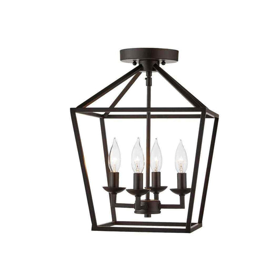 Home Decorators Weyburn 16.5 in Bronze Farmhouse Ceiling Light Caged Metal Shade