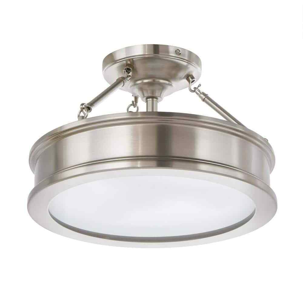 Home Decorators Grafton 3-Light Brushed Nickel Semi Flush Mount Ceiling Light