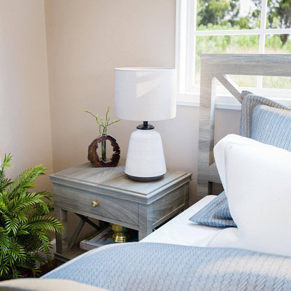 Hampton Bay Flynn 21.25 in. White Accent Lamp