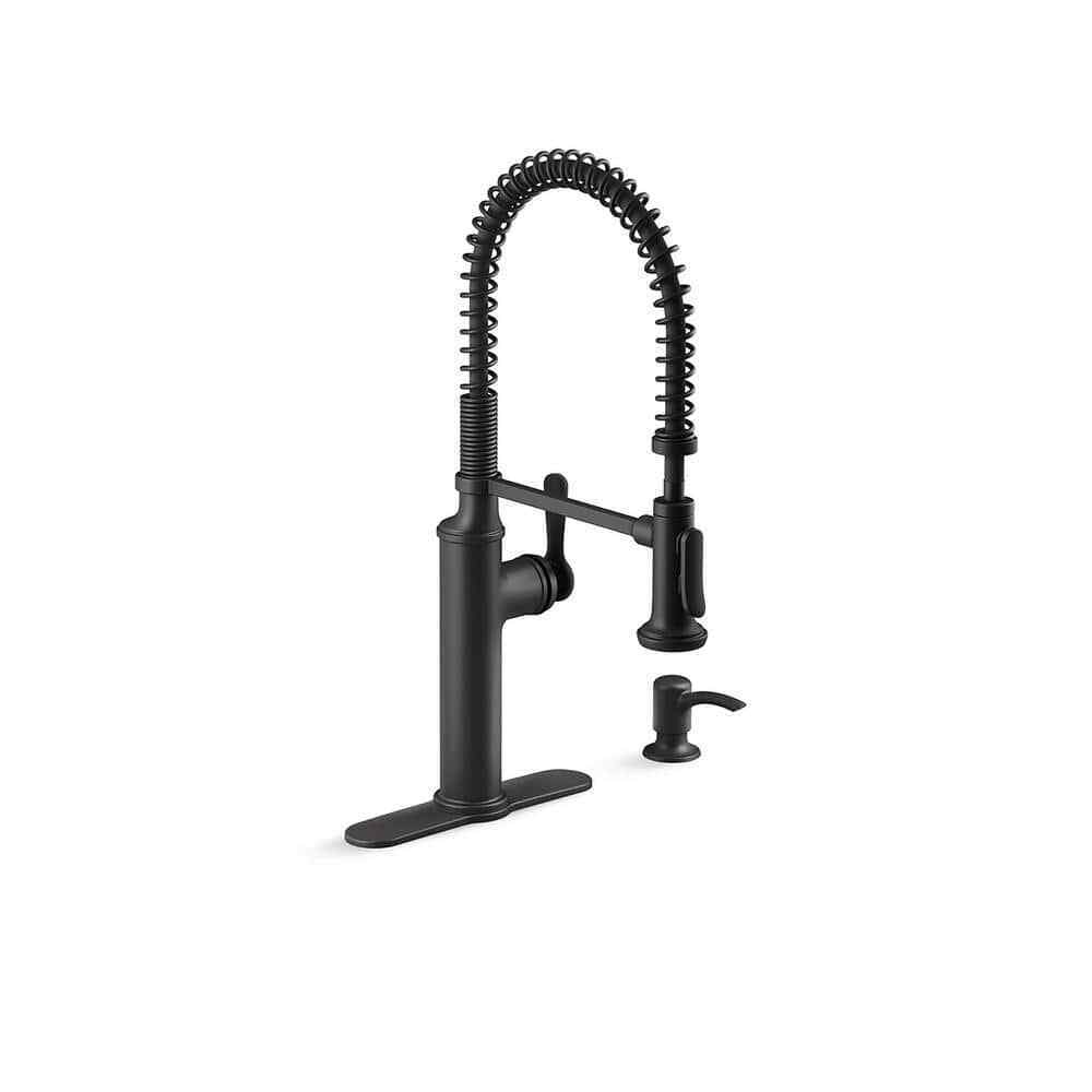 KOHLER Sous Pro-Style Single Handle Pull Down Sprayer Kitchen Faucet Matte Black