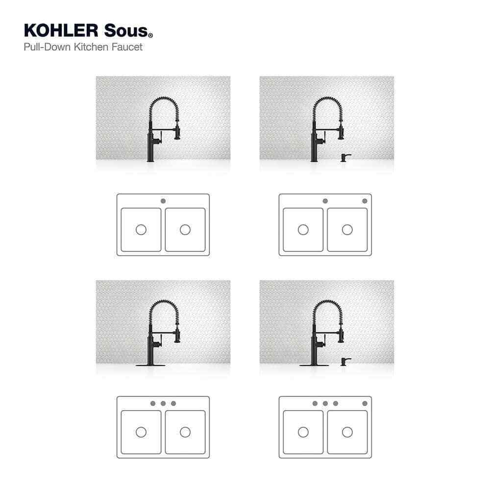 KOHLER Sous Pro-Style Single Handle Pull Down Sprayer Kitchen Faucet Matte Black